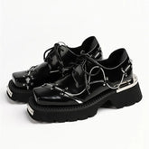Luxury Metal Chain Decoration Chunky Heel