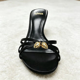 Luxury Metal Detail Satin Heel