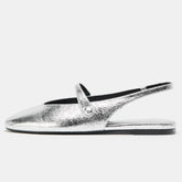 Luxury Metal Grain Design Flat Sandals Gold Silver Slingback Slippers for Girls Cute Comfortable Beach Shoe