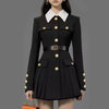 Luxury Quality Pleated Single Breasted Button Long Full Sleeve Blazer Dress