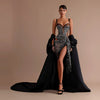 Luxury Rhinestone Asymmetrical Oversize Long Jacket Evening Maxi Dresses