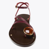 Luxury Rhinestone Decoration Brand Flat Sandals Ankle Strap Metal Buckle Designer Shoes