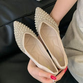 Luxury Rhinestone String Bead Decoration Low Heel