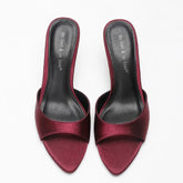 Luxury Satin Burgundy Slippers Pointed Toe High Heel