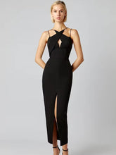 Luxury Sleeveless Key Hole Split Backless Midi Bandage Dress