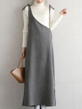 Maxi Dress Straps Neck Casual Lace Up Floor Length Dress