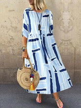 Maxi Dresses Jewel Neck Half Sleeves Printed Floor Length Dress