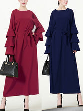 Multi-layer Pile Long Sleeve Long Dress