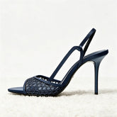 Novelty Blue Mesh-Weave Detail Heel