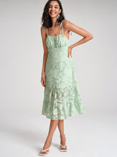 Open Back Tie Shoulder Strap High Waist Dress