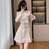 Plaid Tweed Chic Natural Waistline Bow Collar Casual Mini Blazer Dress