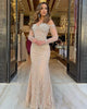 Classic Pleats Beading Off Shoulder Long Sleeves Party Prom Mermaid Evening Dresse