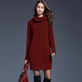 Plus Size Turtleneck Thick Sweater Dresses