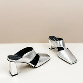 Plus size 42 Hollow Out Sandals Silver Chunky Pumps Luxury Design Slingback Gladiator Rome Shoes