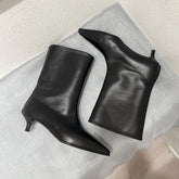 Pointed Toe High Boots Leather Heel