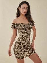 Print Off Shoulder Knot Western Retro Mini Dress