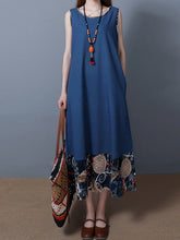 Print Patchwork Sleeveless Vintage Dresses