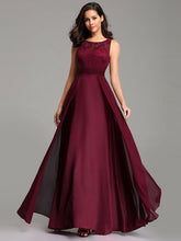 Prom Jewel Neck A-Line Sleeveless Chiffon Lace Floor-Length Dresses
