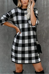 Retro Casual Solid Color Sweater Dress