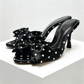 Satin Polka Dot Butterfly Knot Decorative Heel