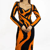Bodycon Long Sleeve V Neck Sweater Dress