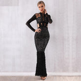 Lace Hollow Out Mermaid Celebrity Evening Party Dresses
