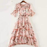 Off Shoulder Tiered Ruffles Long Dresses