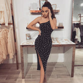 One-Shoulder Elegant Pearl Bodycon Evening Party Dress