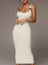 Casual Solid Color Metal Details Sleeveless Bodycon Pencil Dress