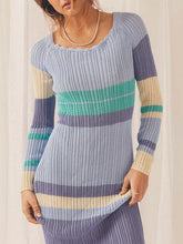 Strapless Striped Long Sleeve Maxi Dress