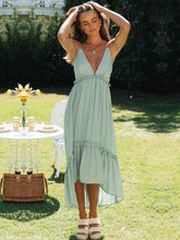 V-neck Casual High-waist Long Dress