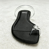 Shiny Rhinestone Decorated Flat Sandals Transparent PVC Clip Toe Flip Flops Light Comfortable Shoes
