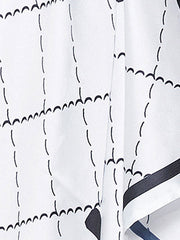 Short Sleeves Checkerboard Pattern Turndown Collar Asymmetrical Cotton Irregualr Hem Dress