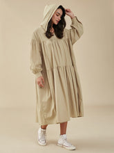 Solid Loose Hooded Pocket Long Sleeve Casual Dress