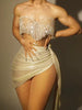 Sparkly Rhinestones Chain Tassel Strapless Celebrate Party NightClub Luxury Mini Dress