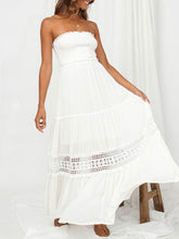 Strapless Lace Chiffon Maxi Dress