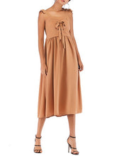 Straps Neck Knotted Cotton Blend Beach Dress