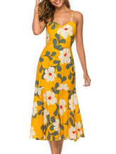 Straps Neck Printed Cotton Blend Beach Dress