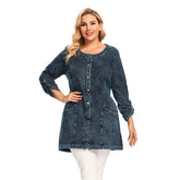 Stretch Knitted Denim with Shoulder Pads