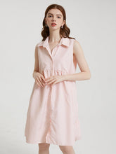Stripe Print Sleeveless Button Lapel Dress