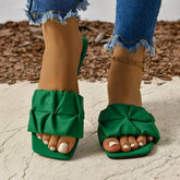 Slippers for Flip Flops Flats Pleated Korean Slippers Sandals Green Slip on Shoes