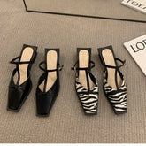 Mules Slipper Shallow Square Toe Slides Flat Sandals Outdoor Dress Sandal Sandalias