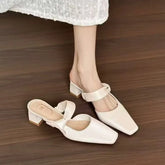 Summers Evening Breeze Baotou Half Slippers French Low Heel