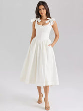 Sweet Bow Shoulders And A-line Silhouette Midi Dress