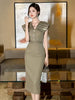 Sweet Lapel Turn-Down Collar Sleeveless Slim Pencil Blazer Midi Dress