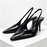 Textured Top Design Slingback Thin High Heel