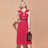 V Neck Backless Draped Ruffles Elegant Party Dress