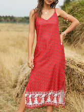 V Neck Floral Print Beach Maxi Dress