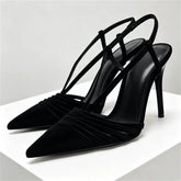 Velvet Effect Body Pumps Pointed Toe Strappy Detail High Heel