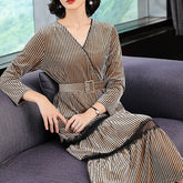 Velvet Striped Elegant vestido long party dress